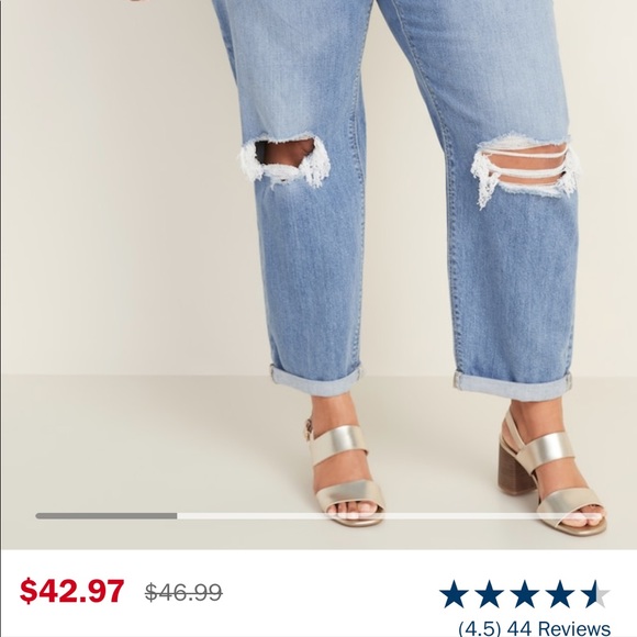 Old Navy Denim - Mid rise distressed big friend jeans